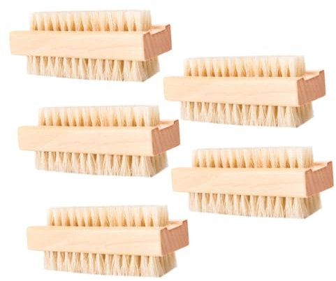 PLAFOPE 5pcs Lotus Wood Pig Mane Cleaning Brush Hand Washing Nail Brush for Home Use