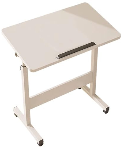 Laptoptisch Betttisch Auf Rollen Höhenverstellbar 65-87 cm Kippbare Tischplatte Rahmenmaterial Aus Stahl Beistelltisch Klappbar Mit Bremsvorrichtung(80 * 50 * 87CM)