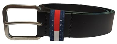 Tommy Jeans Uomo Cintura Ryan 3,5 cm Cintura in Pelle, Nero (Black), 95 cm