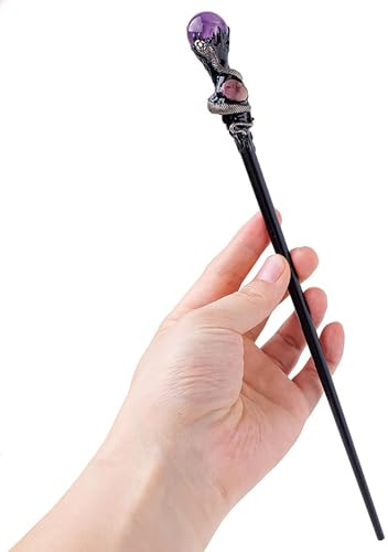 1 baguette magique en cristal naturel faite à la main pour cosplay, Halloween, sceptre, sorcière, Cane Urd967 (violet, taille unique)