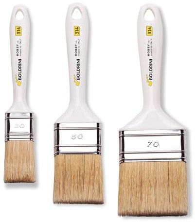 Set 3 pennelli per pittura con manico in plastica per muri, pareti, legno e ferro. Kit 3-4-5 cm MADE IN ITALY