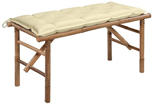 Xichuzi Klappbare Gartenbank mit Auflage, Terrassenmöbel, Outdoor Bank, Wetterfeste Bank, Parkbank, Garten Banken, Gartenmöbel, 118 cm Bambus