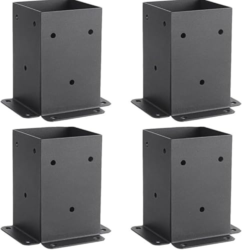 Cokritsm 4PCS 4X4 Kit De Supports De Base De Poteau Bois,Lourds Base De Poteau Terrassetaille IntéRieure 3.6X3.6 Support Avec Vis Pour Porche De Terrasse ClôTure De Garde-Corps Assiette Pergola