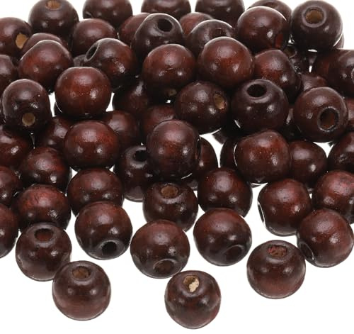 QUARKZMAN 200 Stk. Großloch-Holzperlen Haarzopfperlen, Unvollendete natürliche Fassholz-Abstandshalterperlen für Bastelarbeiten Haar Makramee-Schmuckherstellung, Braun (14 x 13mm, 5mm Loch)