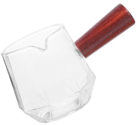 GRIRIW Milchaufschäumerkrug Aus Glas Mit Holzgriff Transparenter Milchbecher Für Kaffeemaschine Sicherer Milchglasbecher Für Haushaltsgebrauch Multifunktionaler Servierkrug Für Milch Sahn