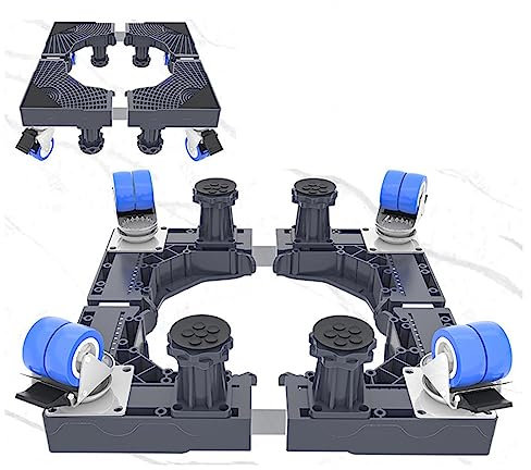 SAFAWOODES Washer Dryer Pedestals With Wheels Bearing 360 Kg Washing Machine Wheels Non-Slip Pedestals for Washer Dryers Dryer,4Legs-4Wheels