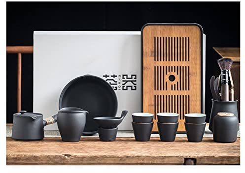 Tea Set, chinese tea set gongfu tea set teapot set japanese tea set Modern Japanese Tea Set,Tea Service Set for Adults with Wooden Tray Ceramic Teapot Set with 6 Piece Porcelain Tea Cups