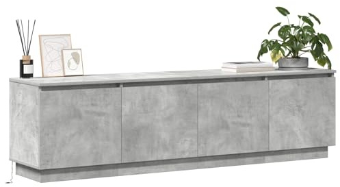 vidaXL TV-Schränk 180 x 38 x 49 cm Beton Grau Holzwerkstoff | Die eingebaute LED-Blaubeleuchtung sorgt nicht nur dafür, dass dein Fernseher im richtigen Licht steht,