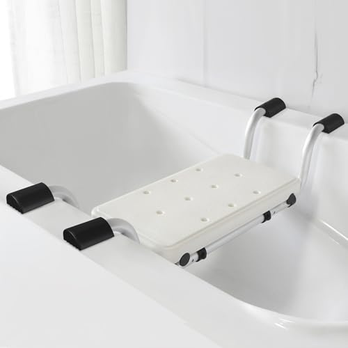 Siège de bain pour seniors - Tête antidérapante élargie - Siège de douche/banc de douche pour baignoire - Pieds en caoutchouc semi-circulaires avec surface antidérapante - Aluminium - Charge maximale