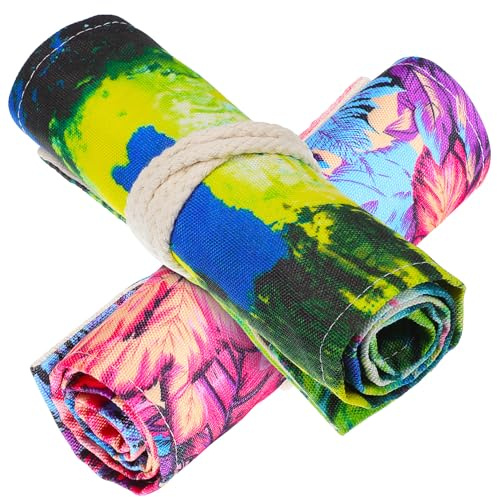 GARIOUANS 2stücke Slots Stifterolle Canvas Muster Rollbare Federtaschen Für Zeichnen Malen Und Skizzieren Für Schüler Und Künstler