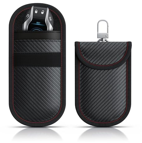 CSL - Keyless Go Schutz - 2X RFID Schlüsseltaschen – Schutz für Autoschlüssel RFID-Karten NFC Kreditkarten EC-Karten Personalausweis – Schlüssel Etui Hülle – Karabinerbefestigung – schwarz