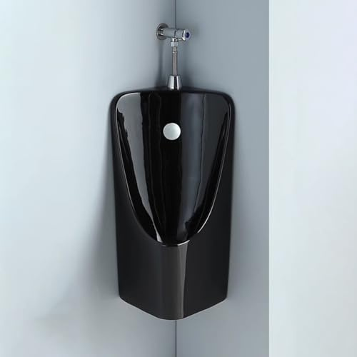 Urinal für Herren, Wandmontage, für Ecken, leicht zu reinigen, Keramik, auslaufsicher, Design für Flughäfen, Schulen, Fabriken, Hotels – modernes schwarzes Finish