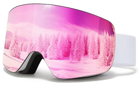 MXJ Gear Skibrille für Erwachsene Herren Damen,YH227 Snowboardbrille für Brillenträger, Anti Fog OTG UV-Schutz Anti-Rutsch-Kopfband Vollständiges REVO-Design
