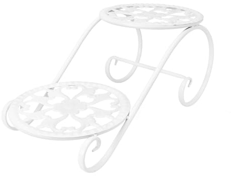 SUPVOX Scaffale Portafiori in Ferro Bianco Supporto Multi-Strato Salvaspazio per Piante e Piccoli Oggetti, per Balcone e Patio Design Creativo e Delicato