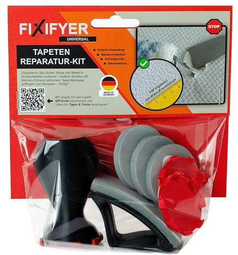 FIXIFYER Universal Tapeten Reparatur-Kit | Löcher & Risse in Strukturtapeten einfach ausbessern | DIY Set für gängige Strukturtapeten | Sauberes Ergebnis für Ihr zuhause