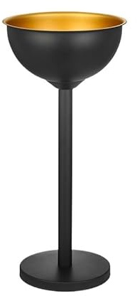 Seau à champagne Seau à glace vertical double paroi en acier inoxydable de grande capacité, for glaçons champagne Seau à Glaçons(Noir)