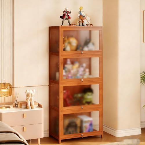 Design Moderno Vetrinetta Espositiva - Vetrina Espositiva per Collezionismo, Modellini e Oggetti da Collezione, con Chiusura a Chiave, in Acrilico Trasparente