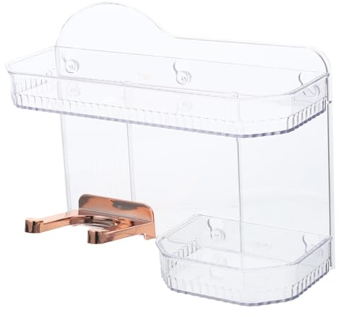 MALUGOGO Mensola Portaoggetti Adesiva da Parete per Bagno Organizer Sospeso per Asciugacapelli e Articoli da Toeletta Supporto senza Forature con Finitura Trasparente per Risparmio