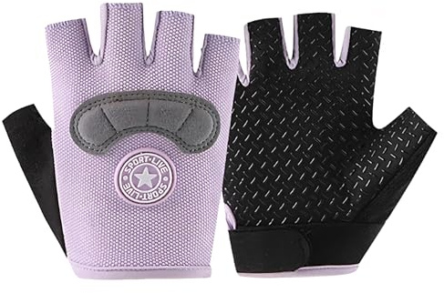 Mecmbj Fahrradhandschuhe Kinder, rutschfest, Reithandschuhe Kinder(Violett)