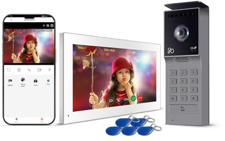 ZHHAYWAY Visiophone Filaire Connecté à 2 Fils,Interphone Vidéo IP WiFi avec 7'' écran Tactile,Résolution 1080P,Unlock à Distance Via APP/IC Cartes,Audio Bidirectionnel, NO/NC Verrouillage de Porte