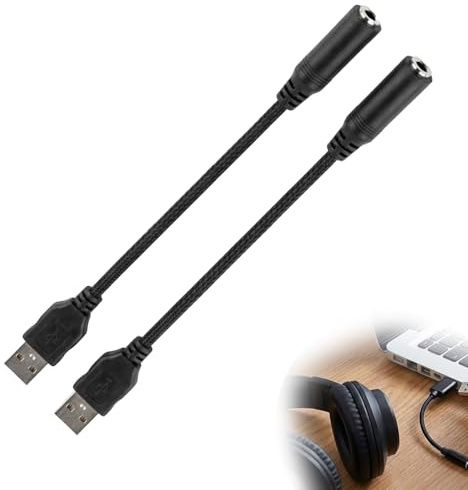 Jetstream 2 Pièces Adaptateur USB vers Prise Audio 3,5 mm, Adaptateur USB vers Jack, Compatible avec Windows PC、Mac、Linux、PS4、PS5, Convient aux Écouteurs, Microphones et Haut Parleurs