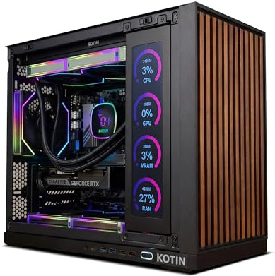KOTIN Prebuilt Gaming PC Desktop Computer, Ryzen 7 9700X, GeForce RTX 5060 8GB, 16GB DDR5 6000MHz, 1TB PCIe 4.0 SSD, 11.3 Display, 360mm Liquid Cooler, WiFi 7, Windows 11 Home, ARGB Gaming Tower G60B