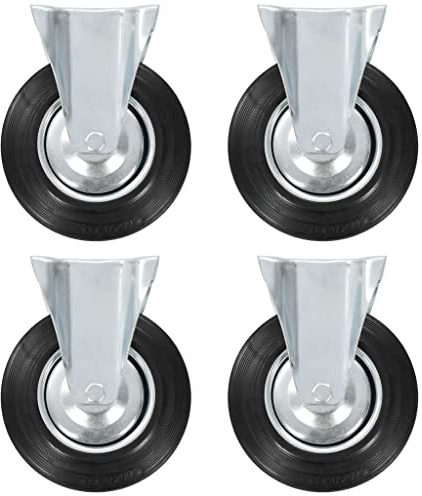 Ordellia Bockhjul 4 st. 200 mm tillverkad av gummi och järn med zinkbeläggning, 180 kg per rulle, tyst hjul för arbetsbänk, vagn, plattformsvagn, lagerlogistik