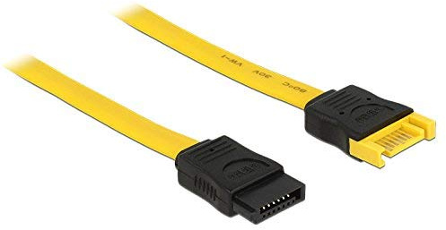 2x Original DeLock SATA III 6 Gb/s Verlängerung 30cm gelb im DeLock PolyBag (OVP)