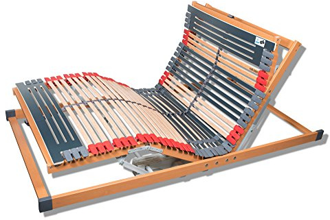 FMP Matratzenmanufaktur 7 Zonen Lattenrost Rhodos® EL | Kopf- und Fußteil elektrisch verstellbar | fertig montiert | 44 Leisten | Notabsenkung | TÜV Rheinland GS | Mittelgurt | 90x220 cm