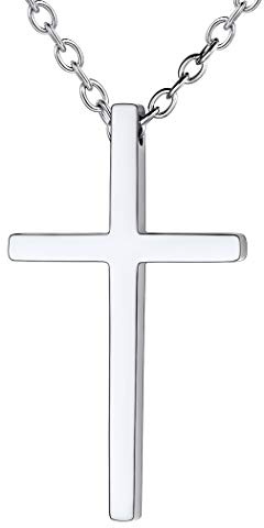 Suplight Cross Necklace, Personalized Jesus Jewellery for Women Men, 925 Sterling Silver/Stainless Steel