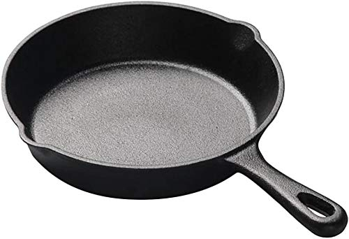 Sartén de hierro fundido, sartén para huevos fritos, sartén redonda, mini para pescado, carne, parrilla de gas, horno e inducción (14 cm)