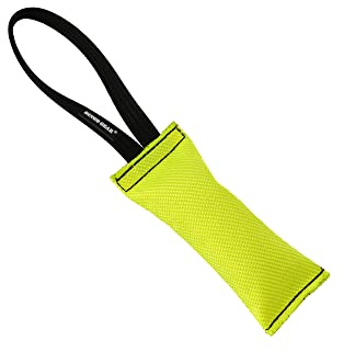 DINGO GEAR Firehose Bite Tug 1 Handle Heavy Duty Toy for K9 IGP Dog Training Sports Play Fetch Bite Work Floating Tug of War to Fire Up Prey Drive Size XL Yellow S00303