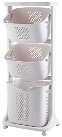 bretoes Manskskim Bathroom Laundry Basket 3 Layer Clothes Storage Basket Household Kitchen Shelf Fruit Stand Bathroom Simple Storage Shelf with Wheels