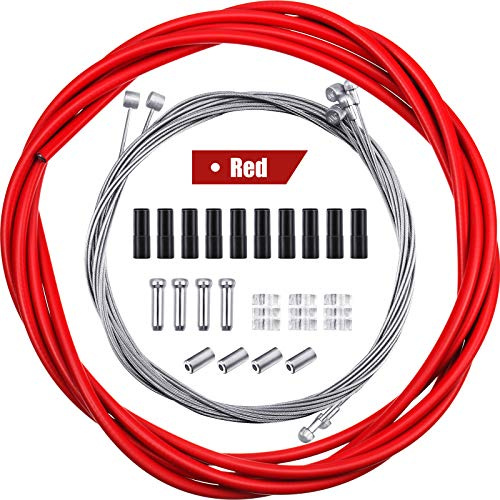 4 Pezzi Kit di Cavo Freno Interno Bici Universale Cavo del Freno della Bicicletta di Ricambio per Bici da Montagna e Bici da Strada (Rosso)