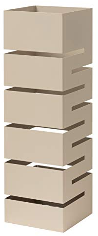 Baroni Home Schirmständer mit modernem Design aus Metall mit geometrischer Schnitzerei - Schirmständer mit Haken und abnehmbarem Auffangfach für Heim- und Bürodekoration, Schwarz, 15,5x15x49 cm