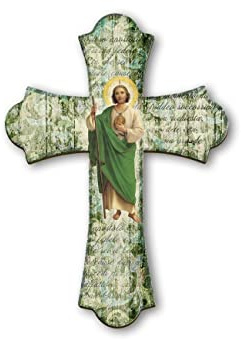 Fratelli Bonella | Crocifisso da parete in legno vintage raffigurante San Giuda 28x40cm | Made in Italy