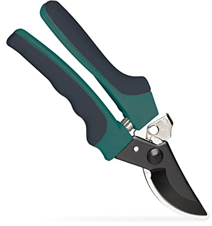 Relaxdays Sécateur, Bypass, épaisseur de Coupe 10 mm, utilisable des Deux côtés, sécateur pour rosiers, Noir-Vert foncé