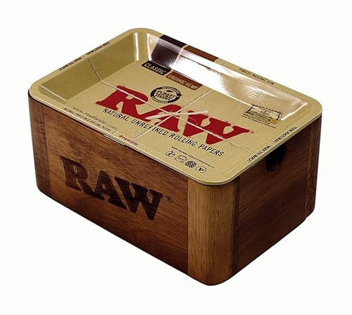 RAW Cache Box Mini contenitore compatto in legno con base arrotolabile in metallo