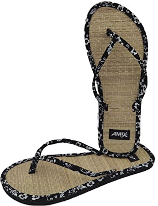 Sandales Femme Été Modèle Caraïbes – Tongs Élégantes à Fond Effet Bambou, Semelle Caoutchouc Antidérapante – Claquettes Légères pour Plage, Piscine, Mer, Jardin, Vacances