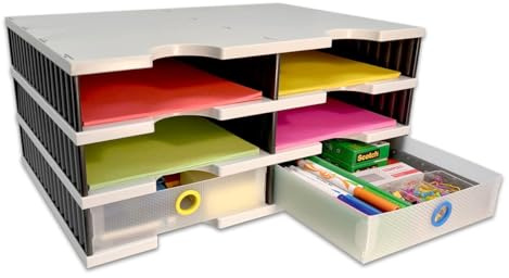 Ultimate Office Desktop Organizer with 6 Letter Trays and 2 Supply Drawers, Rectangular, 19 1/8w x 6h x 13d, Made from High Impact Polystyrene