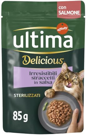 Ultima Comida húmeda para Gatos Fit & Delicious con salmón: 24 Sobres de 85 g