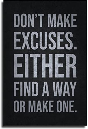 No Excuses Schwarz und Weiß Übung Motivation Geschenke Fitness Kunst Poster Dekorative Malerei Leinwand Wandkunst Wohnzimmer Poster Schlafzimmer Gemälde 30 x 45 cm