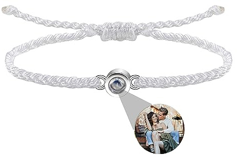 Zopmopae Personalisiertes Foto Armband für Männer Frauen Personalisiertes Foto-Projektions-Armband Verstellbares Kreis-Foto-Armband Ich liebe dich Projektions-Armband in 100 Sprachen