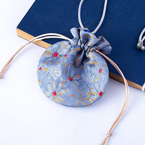 qbodp 6 Stücke Kleine Duftsäckchen Säckchen Chinesisches Drachenboot-Festival Segensbeutel Geschenkbeutel Mit Kordelzug Leerer Duftbeutel,Auto-Rückspiegel Hängende Dekoration,8 cm × 7.5 cm,Dunkelgrau