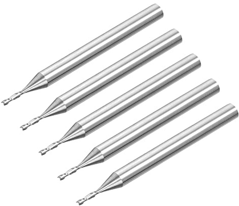 QUARKZMAN 3,175mm 1/8 Tige 1,0mm x 6mm Spirale Routeur Bits 5PCS Solide | Carbure CNC Fin Fraise pour Découpe Acrylique Plastique Résine Bois [2 Cannelures]