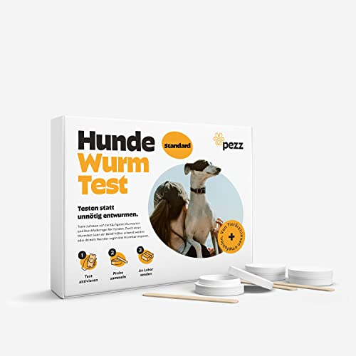 Pezz Wurmtest für Hunde (Standard) zum Testen auf die häufigsten Wurmarten | Labor-Befund inkl. Handlungsempfehlung | mit gratis Labor-Versand (1 Stück)