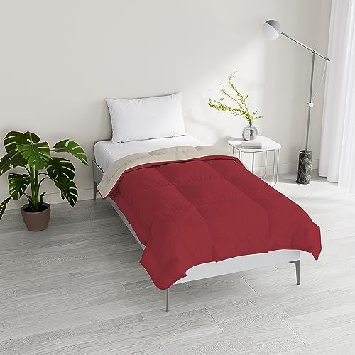 Italian Bed Linen Piumino invernale imbottito bicolore Sogni e Capricci, Bordeaux/Panna, Piazza e Mezza 200x200cm