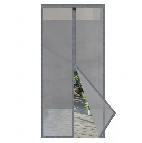 Sekey Sichtschutz Fliegengitter Tür Magnet Insektenschutz Magnetvorhang für Holz, Eisen, Aluminium Türen Fliegengitter Balkontür ohne Bohren 100x220cm Grau