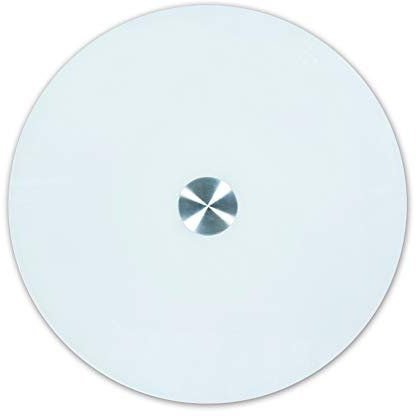 Plateau tournant en Verre trempé Grande Table à Manger de Cuisine 60-120 cm Plateau Rotatif en Alliage d'aluminium roulement Silencieux Plateau de Service Blanc (80 cm)