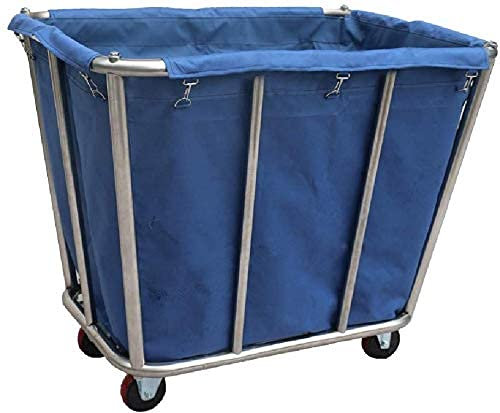 HPTHLY Multifunktionaler Aufbewahrungswagen, Servierwagen für den Haushalt, Wäschesortierwagen aus Edelstahl mit Wäschesäcken, Reinigungswagen mit Rollen und abnehmbaren Rädern, Blau